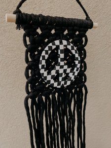Mini Peace Wall Hanging - black checker