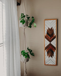 WHITE ROPE DOUBLE PLANT HANGER